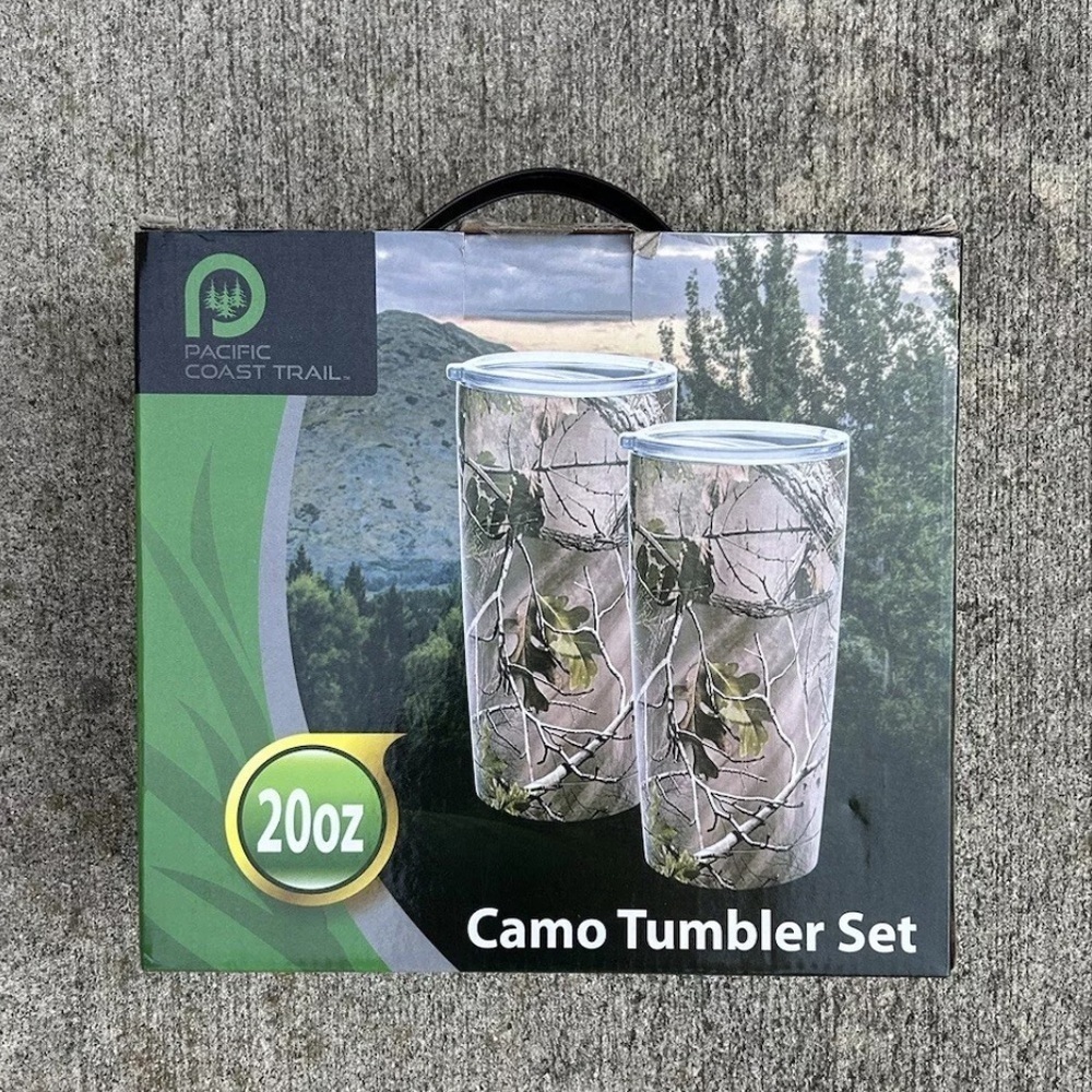 NEW Pacific Coast Trail 2 Piece Camo Tumbler Set 20oz Stainless Steel